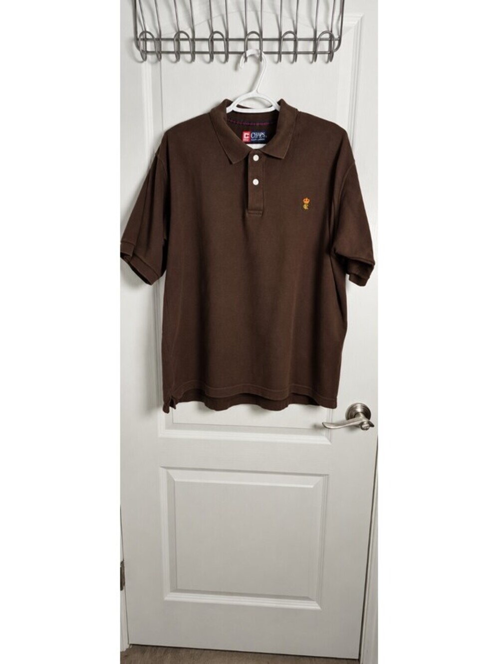 Vintage 90s CHAPS Ralph Lauren Brown Polo Shirt Mens L Crest Logo Cotton